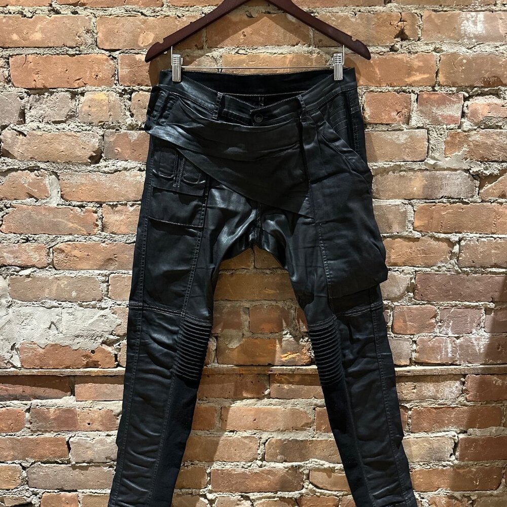 Rick Owens DRKSHDW Waxed Memphis Moto Pants (DU15F5356-SBW) – Black Wax
